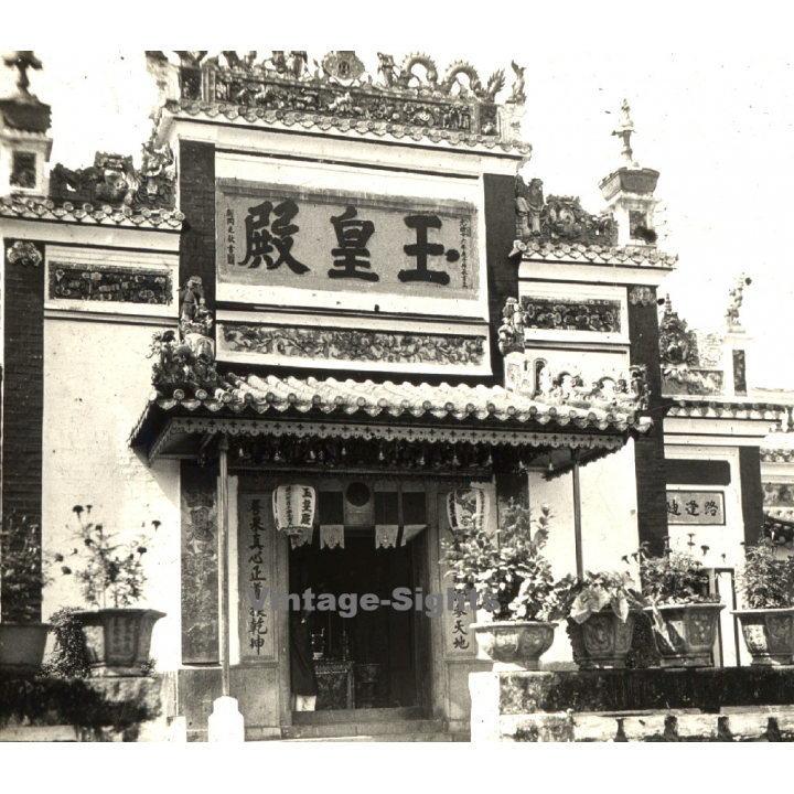 Saigon / Vietnam: Jade Emperor Pagoda (Vintage Stereo Glass Plate ~1920s/1930s)