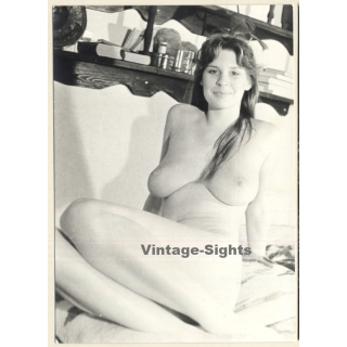 Erotic Study: Natural Brunette Nude On Bed (Vintage Photo GDR ~1970s/1980s)