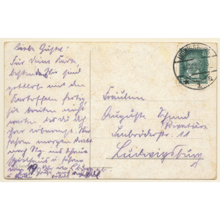 English Bulldog & Chicken / Dogs (Vintage PC 1928)