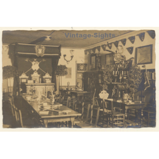 Interior Of Masonic Lodge / Freimaurer Loge (Vintage RPPC ~1920s/1930s)