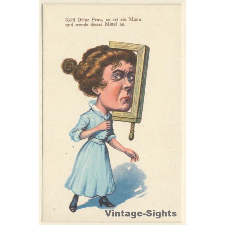 Humor: Frau mit Schraubzwinge mundtod gemacht (Vintage PC)