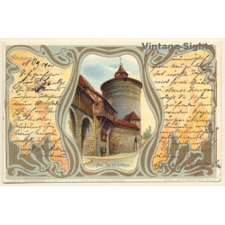 Nürnberg: Am Spitterthor / Art Nouveau (Vintage PC Litho 1900)