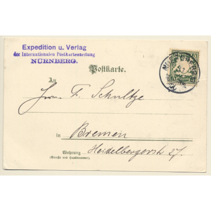 Nürnberg: Am Spitterthor / Art Nouveau (Vintage PC Litho 1900)