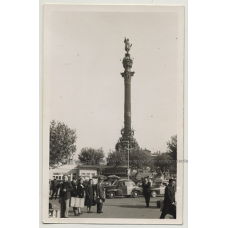 Columbus Monument, Taxis - La Rambla / Barcelona (Vintage Photo ~1950s/1960s)