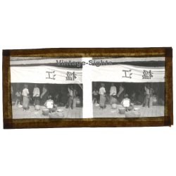 Pimoun / Siam: Street Vendors (Vintage Stereo Glass Plate ~1920s/1930s)