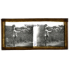 Vietnam: Moï Tribe Member Carrying Goods / Ethnic (Vintage Stereo Glass Plate ~1920s/1930s)