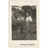 Bold Man In High Boots With Shepherd Dog (Vintage RPPC 1920s/1930s)