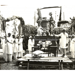 Indochina: Buddhist Ceremony *2 / Monks - Prayer Wheel (Vintage Glass Plate ~1920s/1930s)