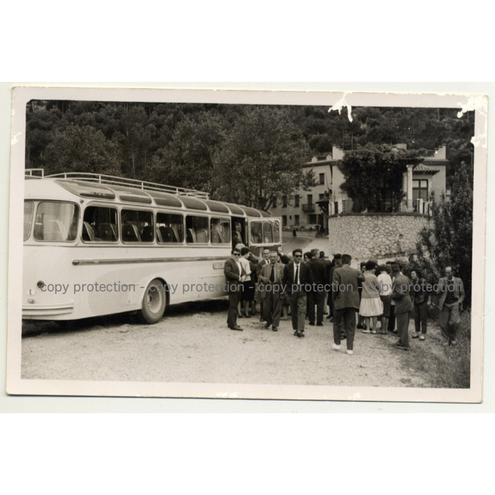 1960s Panorama Rooftop Bus - Büssing ? / Setra S? (Vintage Photo B/W Spain)