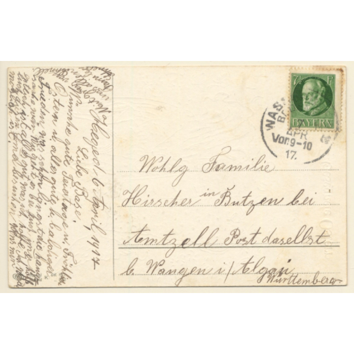 Gesegnete Ostern / Happy Easter - Glitter Angels (Vintage PC 1917)