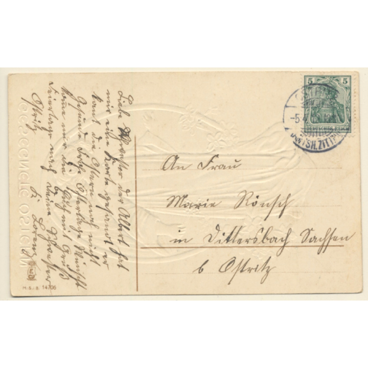 Gesegnete Ostern / Happy Easter - Girl Angel - Daisy (Vintage PC 1912)