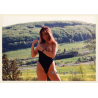 Natural Brunette Flashing Boob In Nature / Risqué (Vintage Photo ~1980s)