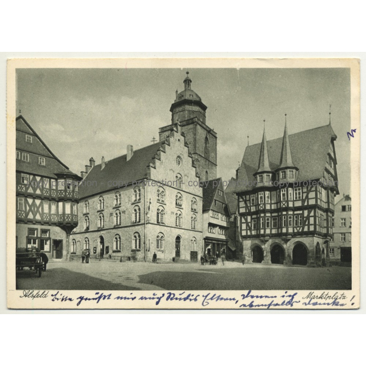 36304 Alsfeld / Germany: Marktplatz (Vintage Postcard 1950s)