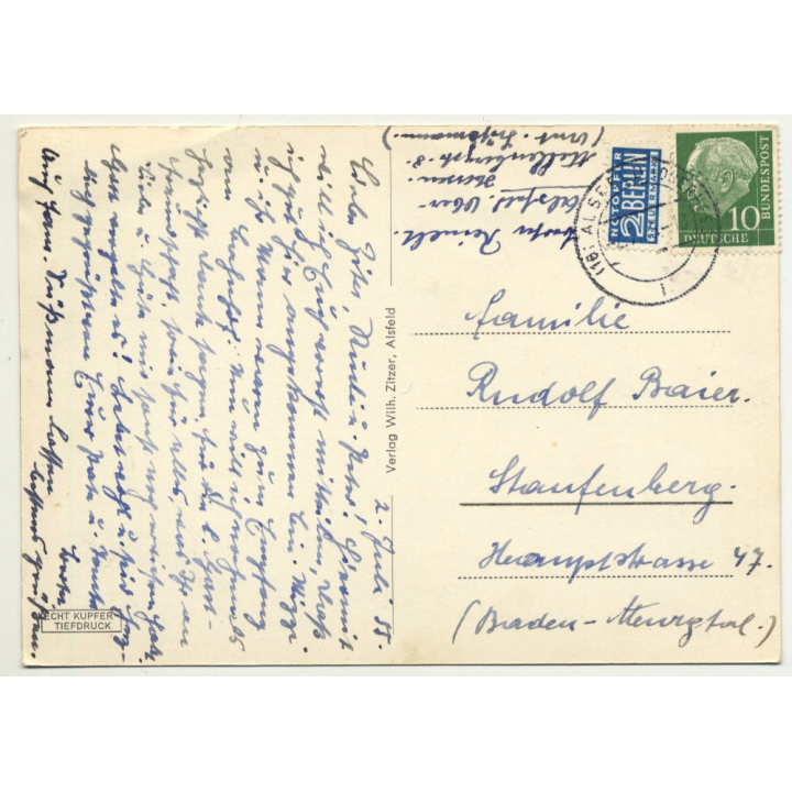 36304 Alsfeld / Germany: Marktplatz (Vintage Postcard 1950s)