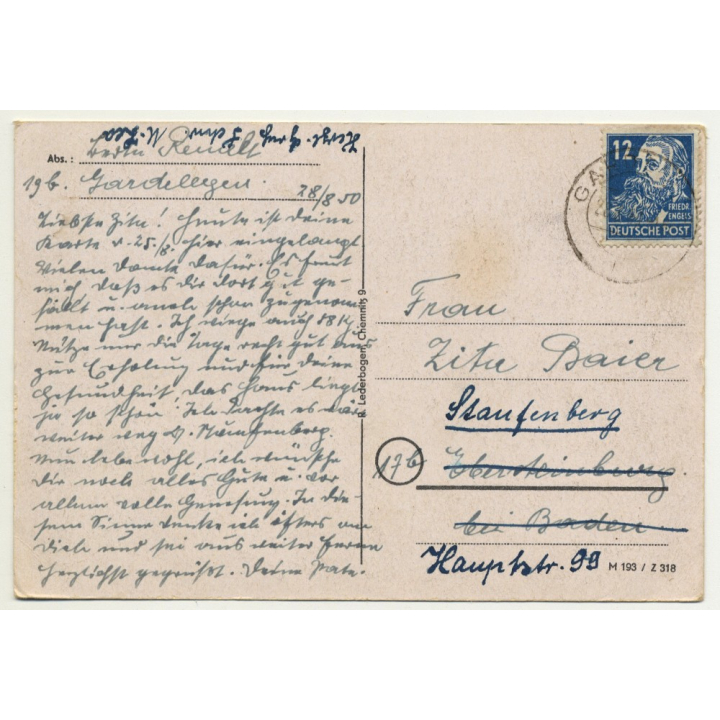 39638 Gardelegen / Germany: Rudolf Breitscheidstraße / Geschäfte (Vintage Postcard 1950)