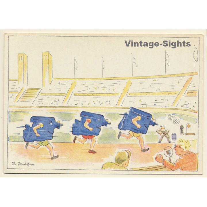 Junkers Flugzeuge: Langstreckenlauf der Motoren / Cartoon (Vintage Artist PC)