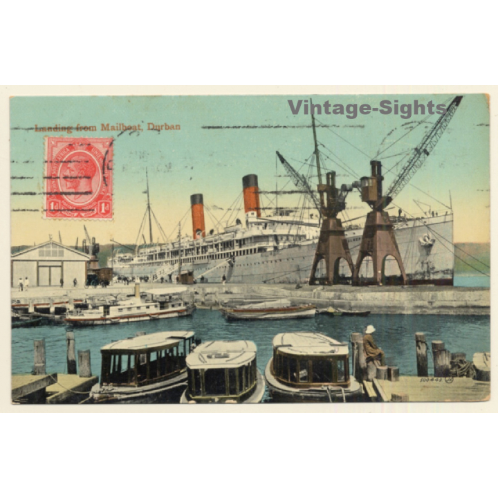 Durban South Africa: Landing From Mailboat / Steamer (Vintage PC ~1920s)