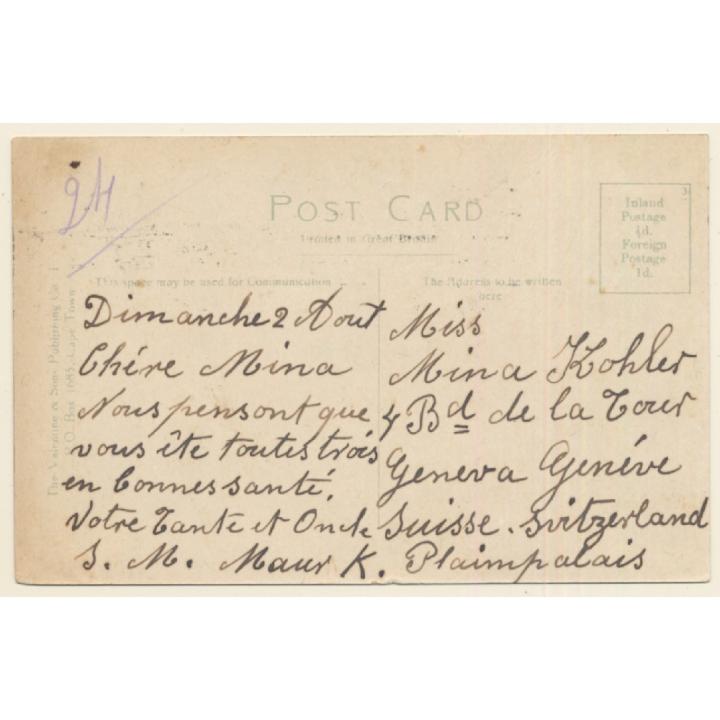 Durban South Africa: Landing From Mailboat / Steamer (Vintage PC ~1920s)