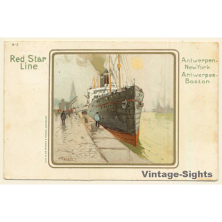 Red Star Line: Antwerpen - New York - Boston / Steamer (Vintage PC 1910)