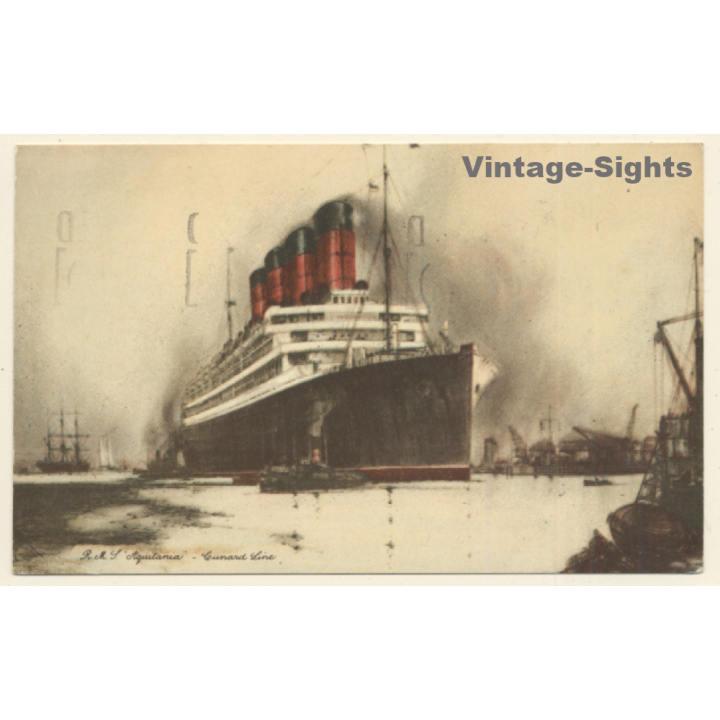 Cunard Line: R.M.S. Aquitania / Steamer (Vintage PC 1921)