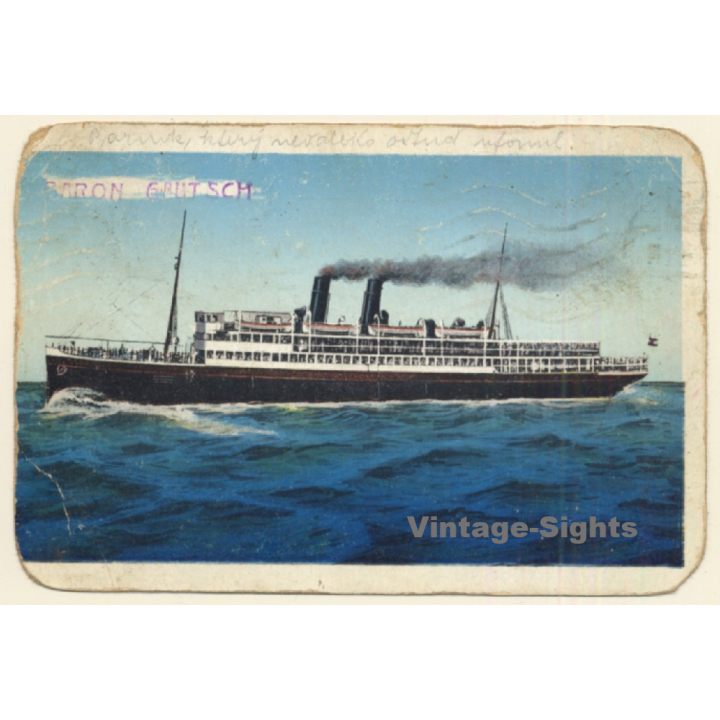 Dampfer Baron Grutsch / Steamer (Vintage PC Field Post 1910s)