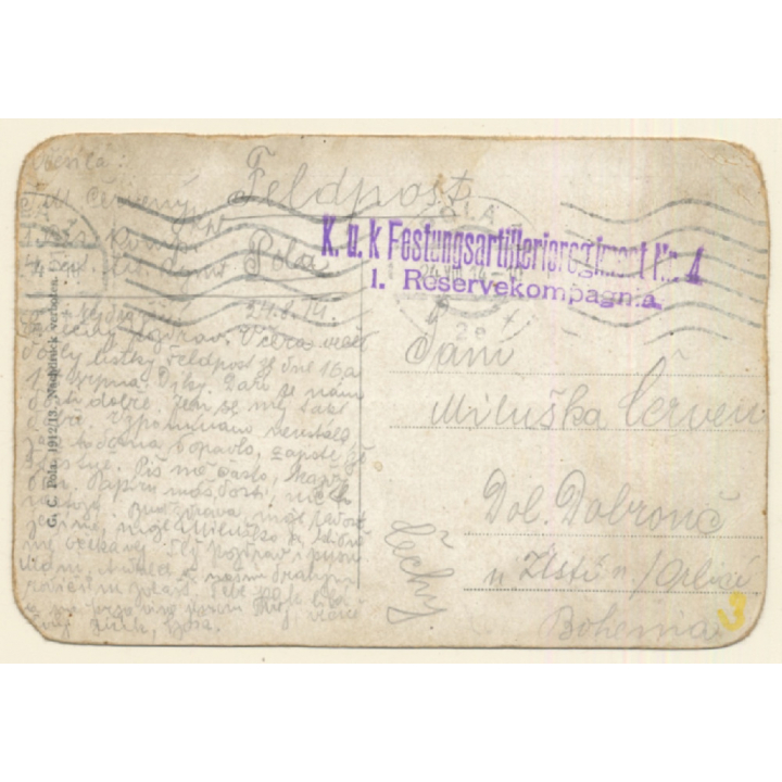 Dampfer Baron Grutsch / Steamer (Vintage PC Field Post 1910s)