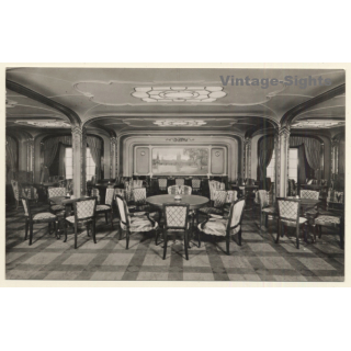 Dampfer Hamburg: Rauchsalon 1.Kl. Steamer Hamburg Amerika Linie (Vintage RPPC ~1920s)