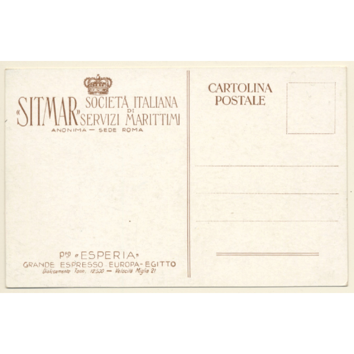 Sitmar Line: Steamship Esperia / Dampfer (Vintage PC 1920s)