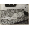 Erotic Study: Slim Leggy Nude On Flowered Couch / Wallaper (Vintage Photo GDR ~1970s/1980s)
