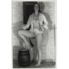 Serious Semi Nude / Panties - Strong Look (Vintage Photo B/W 1980s)