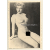 Pretty Blonde Nude Pin-Up Model Sitting (2nd Gen. Photo ~1950s)