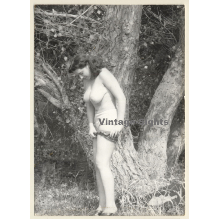 Erotic Study: Busty Semi Nude Undressing In Forest (Vintage Photo GDR ~1970s/1980s)