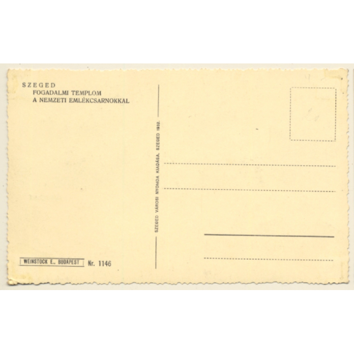 Szeged / Hungary: View Onto Cathedral - Fogadalmi Templom (Vintage RPPC 1932)