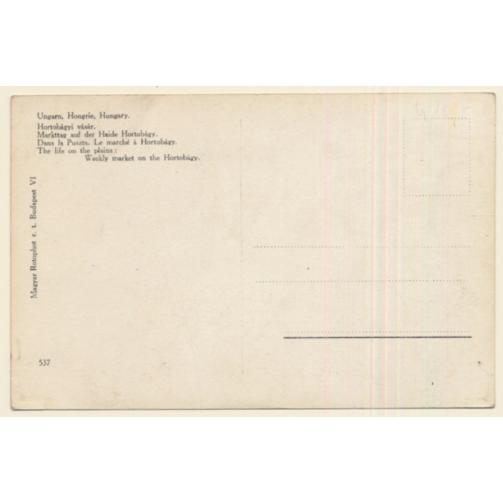 Hungary: Weekly Market On The Hortobágy (Vintage RPPC)