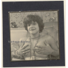Erotic Study: Pretty Topless Woman Covers Up Her Boobs (Vintage Contact Sheet Photo 1970s/1980s)