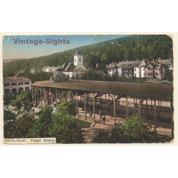 Bártfa - Bártfafürdö / Hungary: Fedett Sétány - Templom tér és az Orvos-forrás (Vintage PC)