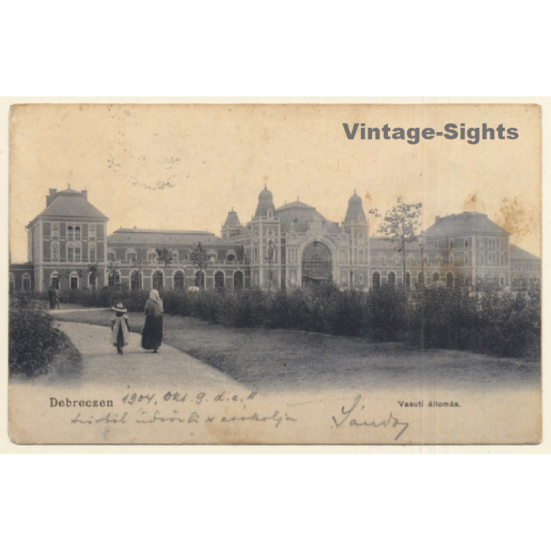Debreczen / Hungary: Vasuti àllomás - Train Station (Vintage PC 1904)