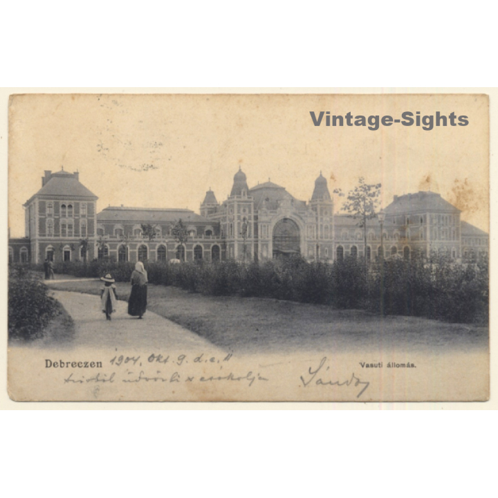 Debreczen / Hungary: Vasuti àllomás - Train Station (Vintage PC 1904)