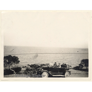Renault Type NN Cabriolet On Sea Shore (Vintage Photo ~1930s/1940s)