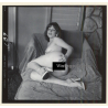 Erotic Study: Brunette Nude Lingering On Bed*3 (Vintage Contact Sheet Photo 1970s/1980s)
