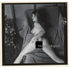 Erotic Study: Brunette Nude Lingering On Bed*5 (Vintage Contact Sheet Photo 1970s/1980s)
