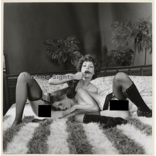 Erotic Study: Passionate Nude Girlfriends On Flocati Blanket / Lesbian INT (Vintage Photo KORENJAK 1970s/1980s)
