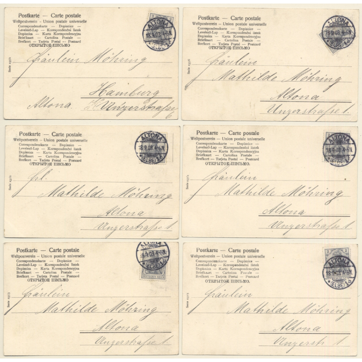 Couple In Love - Poetry - Kitsch - Art Nouveau (Set Of 6 Vintage PCs 1903)