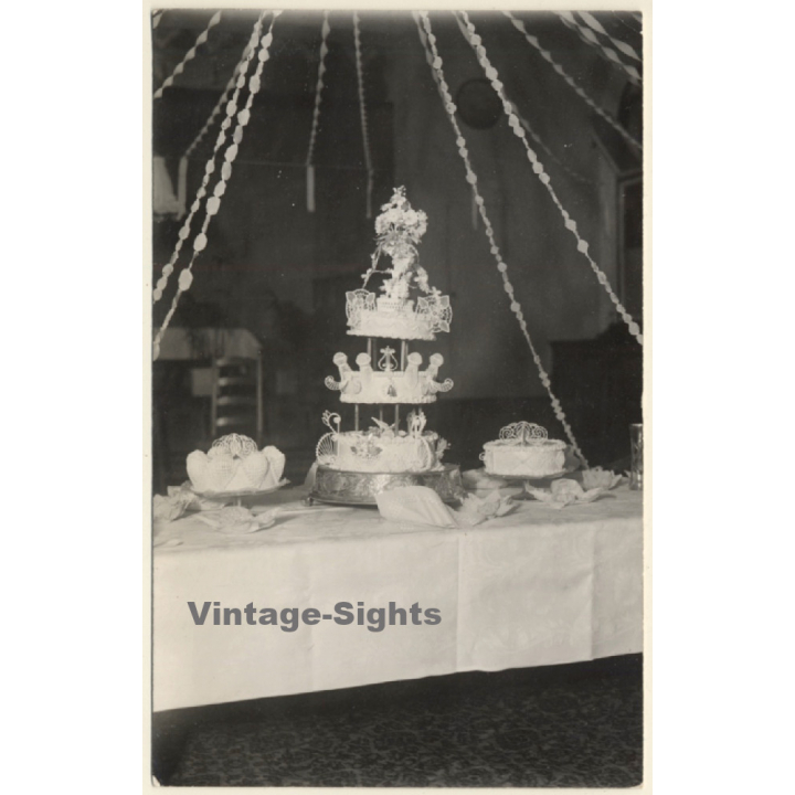 South Africa: Impressive Wedding Cake (Vintage RPPC 1930)
