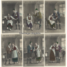 Auf Der Alm, Da Gibt's Koa Sünd / Bavarian Romance - Couple - Kitsch (Set Of 6 Vintage RPPCs 1910s)