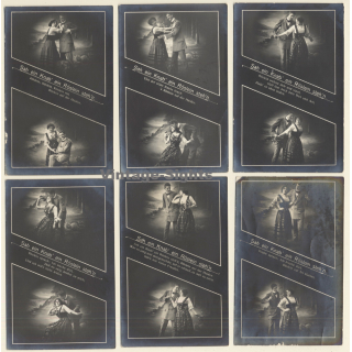 Sah Ein Knab Ein Röslein Steh'n / Romance - Couple - Kitsch (Set Of 6 Vintage RPPCs 1916)