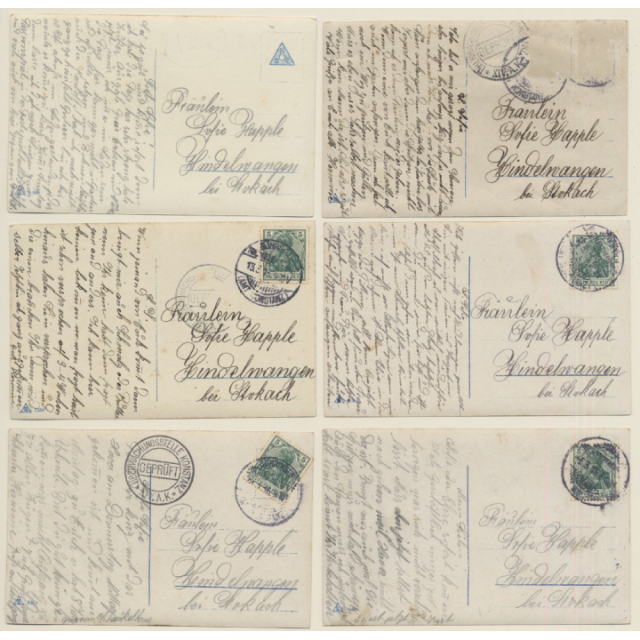 Sah Ein Knab Ein Röslein Steh'n / Romance - Couple - Kitsch (Set Of 6 Vintage RPPCs 1916)