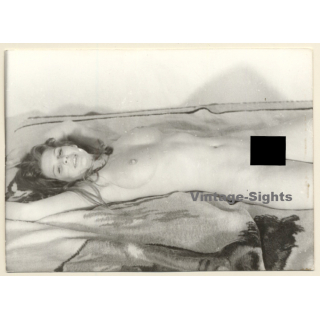 Erotic Study: Seductive Brunette Nude Stretches Out On Bed (Vintage Photo GDR ~1970s/1980s)