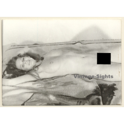 Erotic Study: Seductive Brunette Nude Stretches Out On Bed (Vintage Photo GDR ~1970s/1980s)