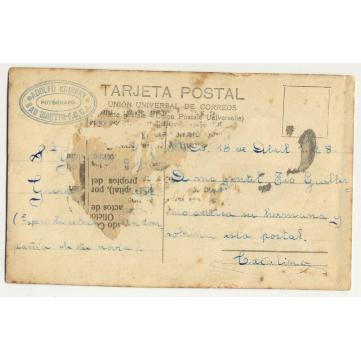 Fotografo Adolfo Krinsky: Mother & Daughter Goldenberg? (Vintage Photo PC 1928)